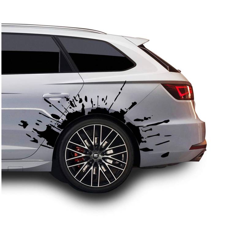 Set Blutspritzer für Radlauf Auto Radkasten Blutige Aufkleber Blut Spritzer Autoaufkleber Blutspuren Folie Horror Fun Sticker KX025 (Schwarz, 1 x Blutspritzer) von Finest Folia