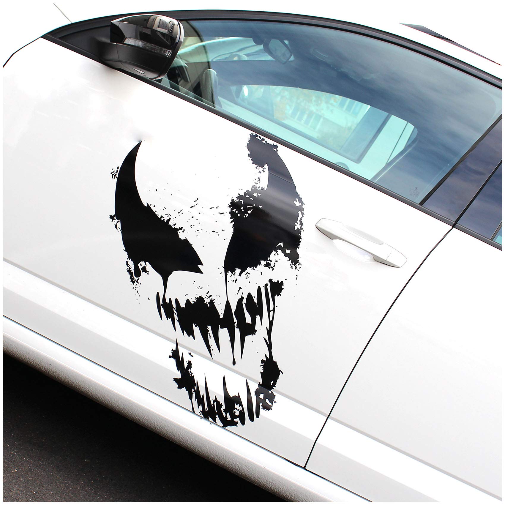 Finest Folia Skull Alien Monster Aufkleber Sticker Auto Boot Motorrad Caravan Dekor KX040 (Schwarz Glanz, 70x45cm) von Finest Folia