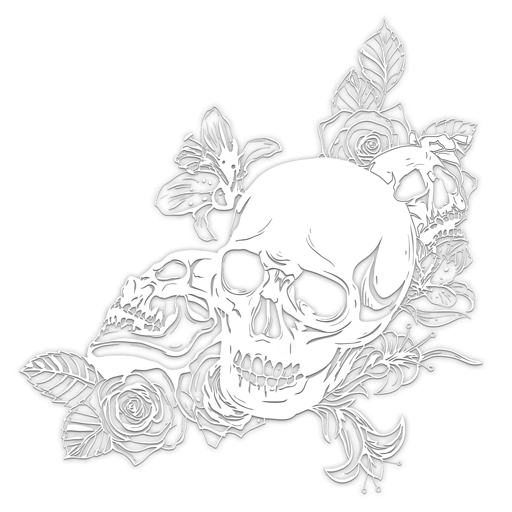 Finest Folia Skull Rose Aufkleber 59x58cm Sticker Dekor Folie Autoaufkleber Tattoo Old School KX039 (Weiß Glanz) von Finest Folia