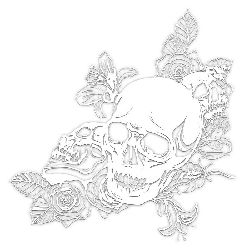 Finest Folia Skull Rose Aufkleber 59x58cm Sticker Dekor Folie Autoaufkleber Tattoo Old School KX039 (Weiß Glanz) von Finest Folia