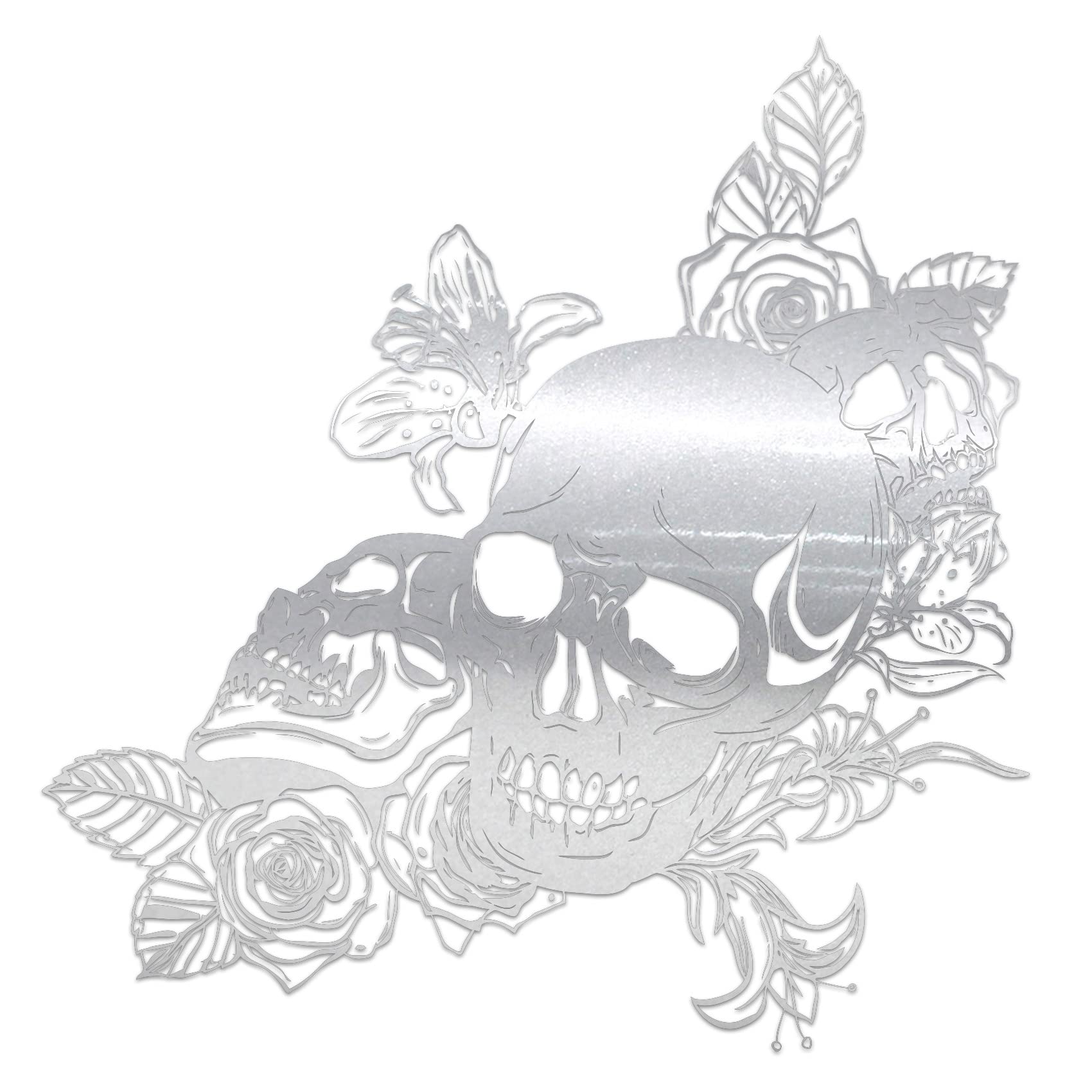Finest Folia Skull Rose Aufkleber 59x58cm Sticker Dekor Folie Autoaufkleber Tattoo Old School KX039 (Silbergrau) von Finest Folia