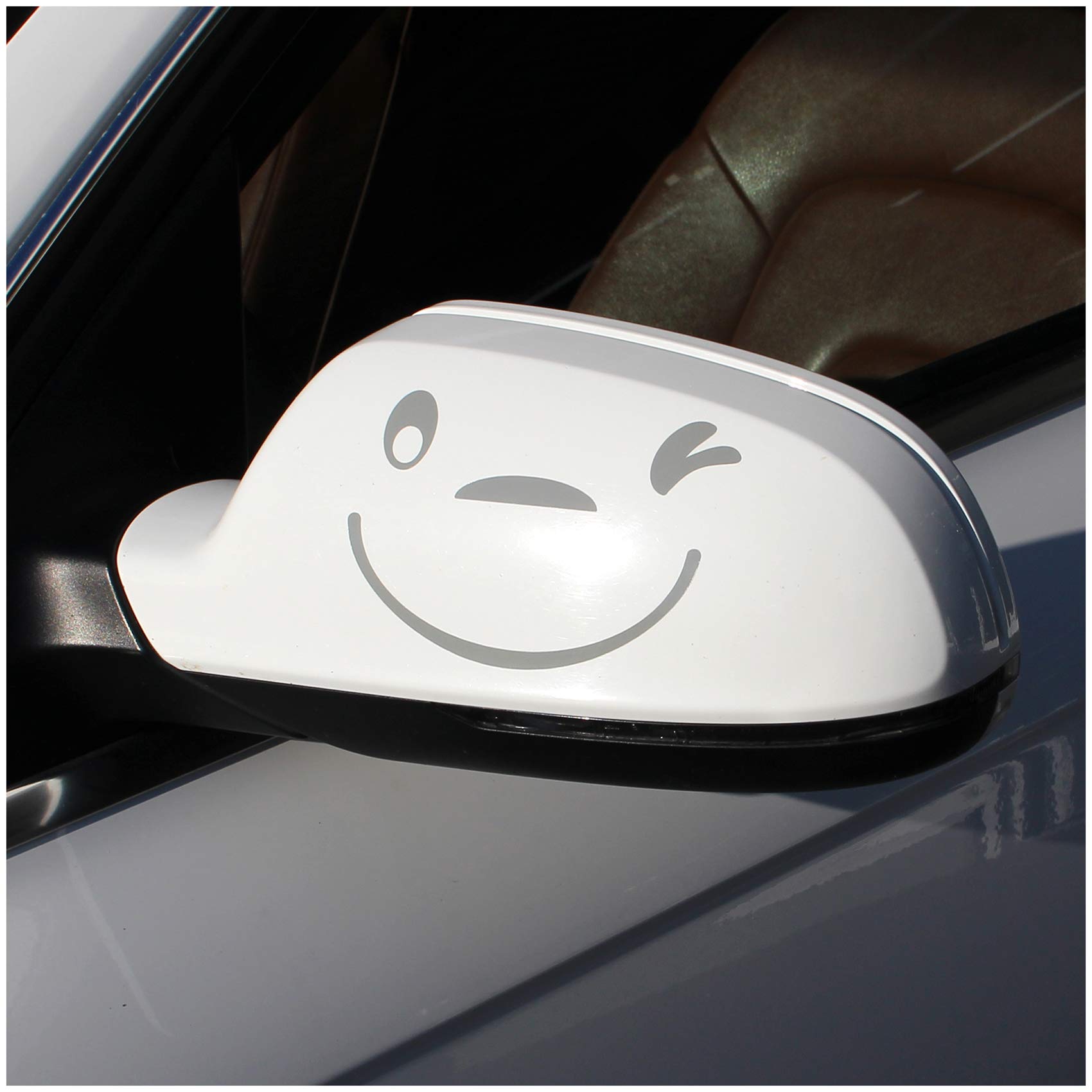 Finest Folia Smile Gesicht Aufkleber 2er Set für Außenspiegel Auto Autoaufkleber für Spiegel (K041 Mittelgrau) von Finest Folia