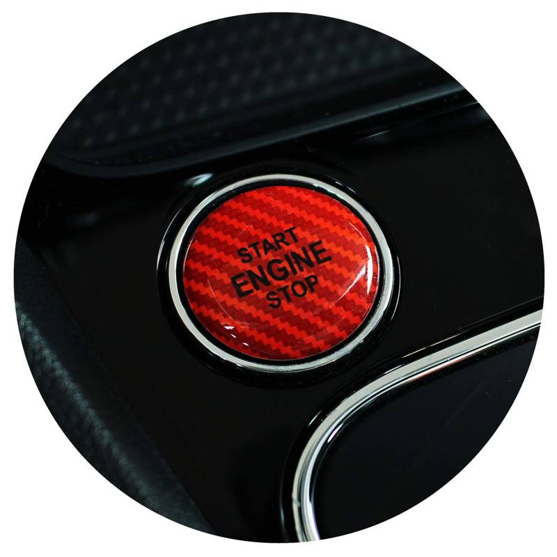Gel Emblem Start Stop Knopf Abdeckung Aufkleber Keyless GO Carbon Druckschalter Tastenabdeckung Cover Zündung – Finest Folia DM004 (Carbon Rot) von Finest Folia