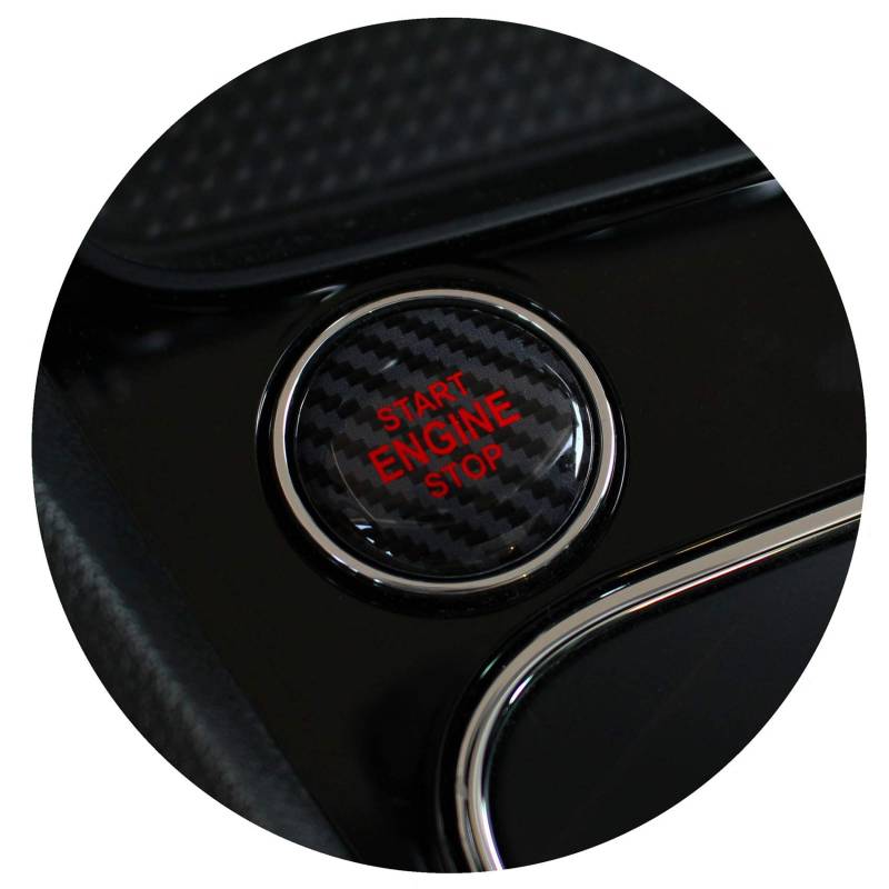 Gel Emblem Start Stop Knopf Abdeckung Aufkleber Keyless GO Carbon Druckschalter Tastenabdeckung Cover Zündung – Finest Folia DM004 (Carbon Schwarz/Rot) von Finest Folia