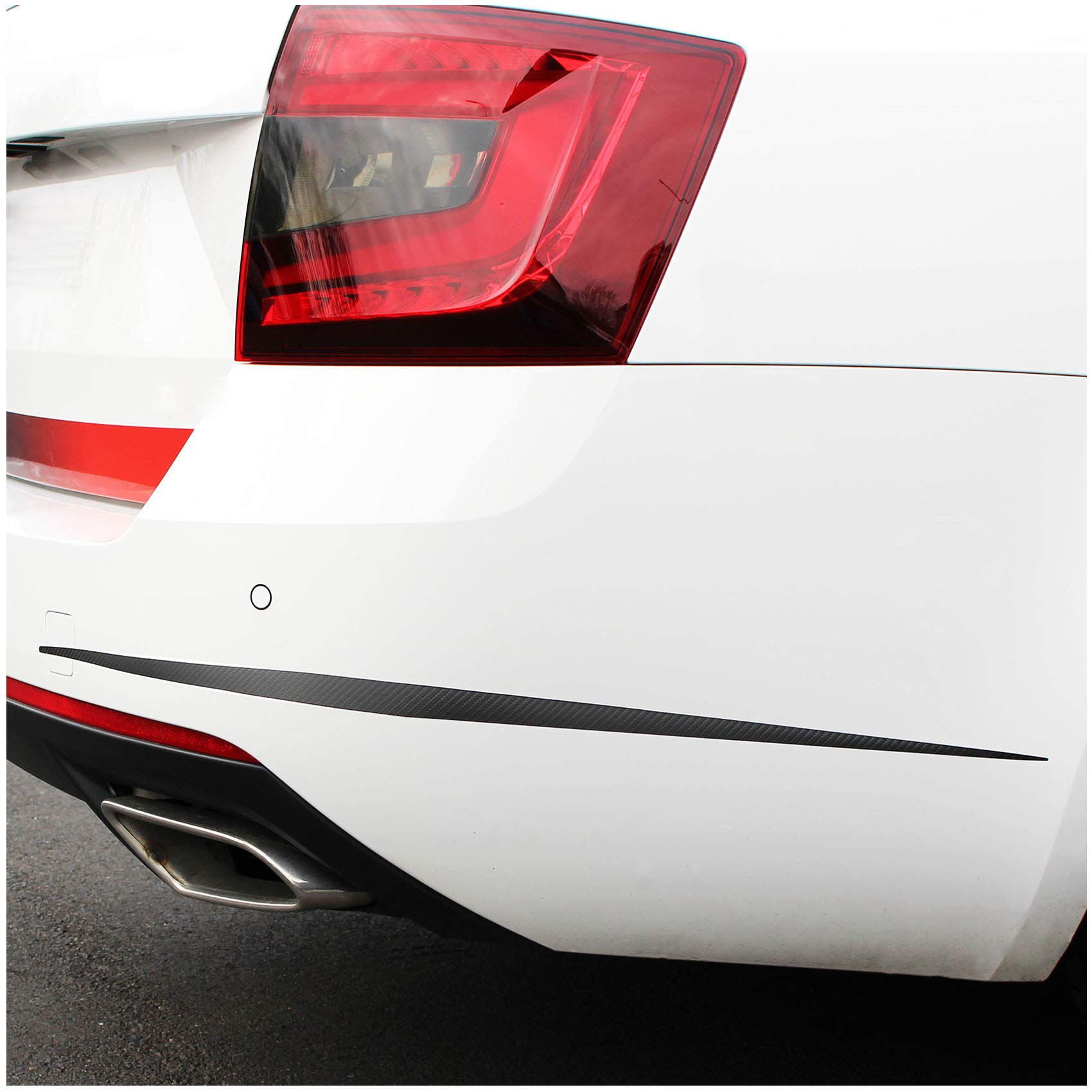 Horizontal Spoiler Folien Dekor passgenau Frontstoßstange Heckstoßstange Diffusor Flaps Splitter Aufkleber Zubehör (Carbon, D085 Vorfacelift & Facelift) von Finest Folia