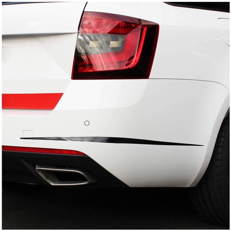 Horizontal Spoiler Folien Dekor passgenau Frontstoßstange Heckstoßstange Diffusor Flaps Splitter Aufkleber Zubehör (Schwarz Glanz, D085 Vorfacelift & Facelift) von Finest Folia