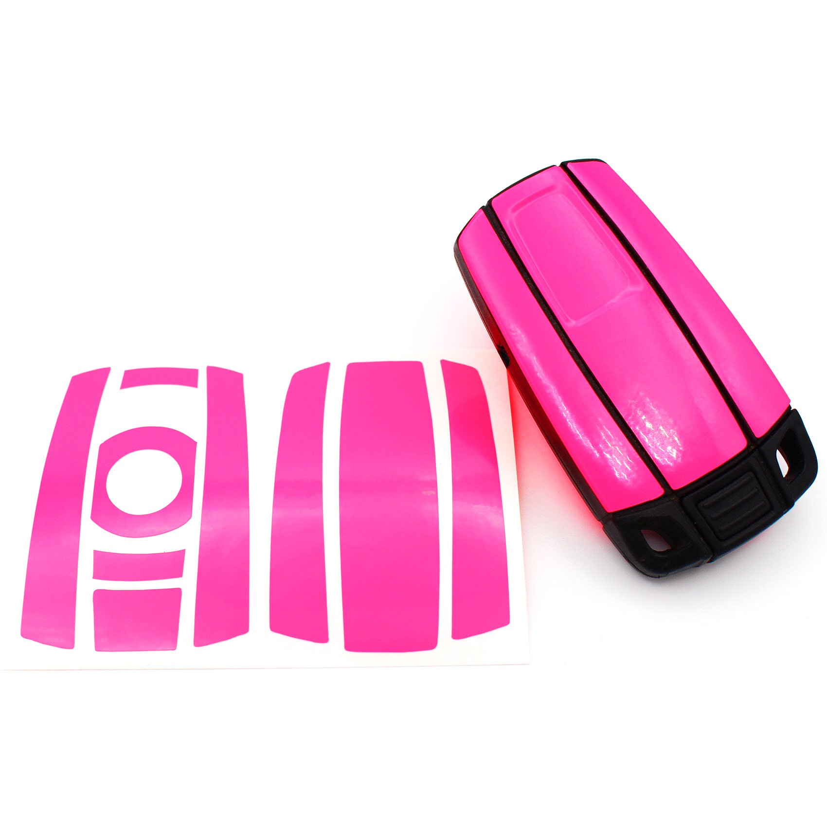 Finest-Folia Schlüssel Folie K141 für 3 Tasten Auto Schlüssel (nur Keyless Go) Folien Cover (Neon Pink) von Finest-Folia