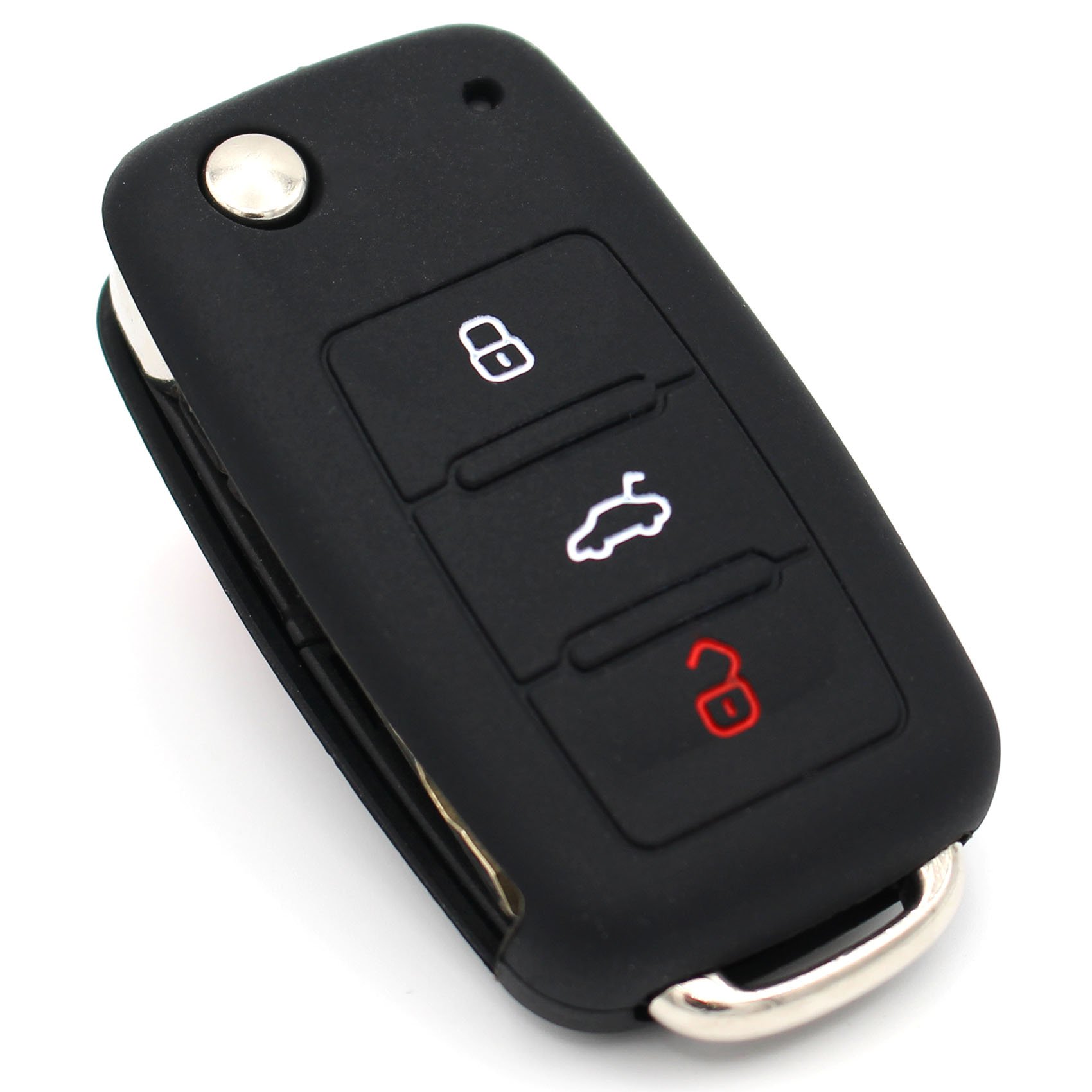 Schlüssel Hülle VA für 3 Tasten Auto Schlüssel Silikon Cover von Finest-Folia (Schwarz) von Finest-Folia