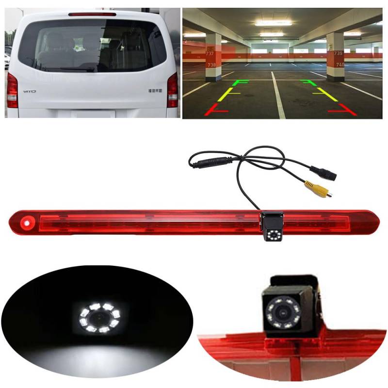 【Neues Modell mit 8 Lichtern】 Auto Dritte Dach Top Mount Bremsleuchte Kamera HD wasserdichte Nachtsicht Bremslicht Rückfahrkamera für Mercedes Benz Vito W447 Kasten Tourer V260 Mixto 3 ab 2014 von Fiorigo