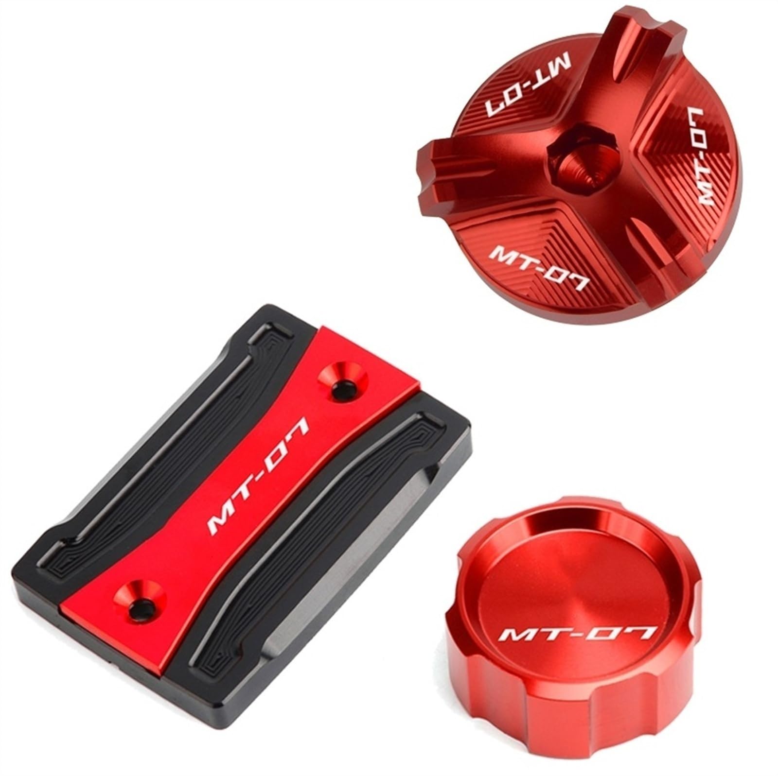 Fireleopard Deckel für Bremsflüssigkeitsbehälter, vorne und hinten, Zubehör für Motoröl, kompatibel mit MT07 2021 2022 MT 07 FZ07 2014-2023 (3 Stück - Combo Red) von Fireleopard