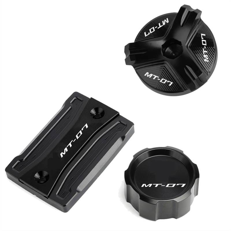 Fireleopard Deckel für Bremsflüssigkeitsbehälter, vorne und hinten, Zubehör für Motoröldeckel, kompatibel mit MT07 2021 2022 MT 07 FZ07 2014-2023 (3 Stück - Combo Black) von Fireleopard
