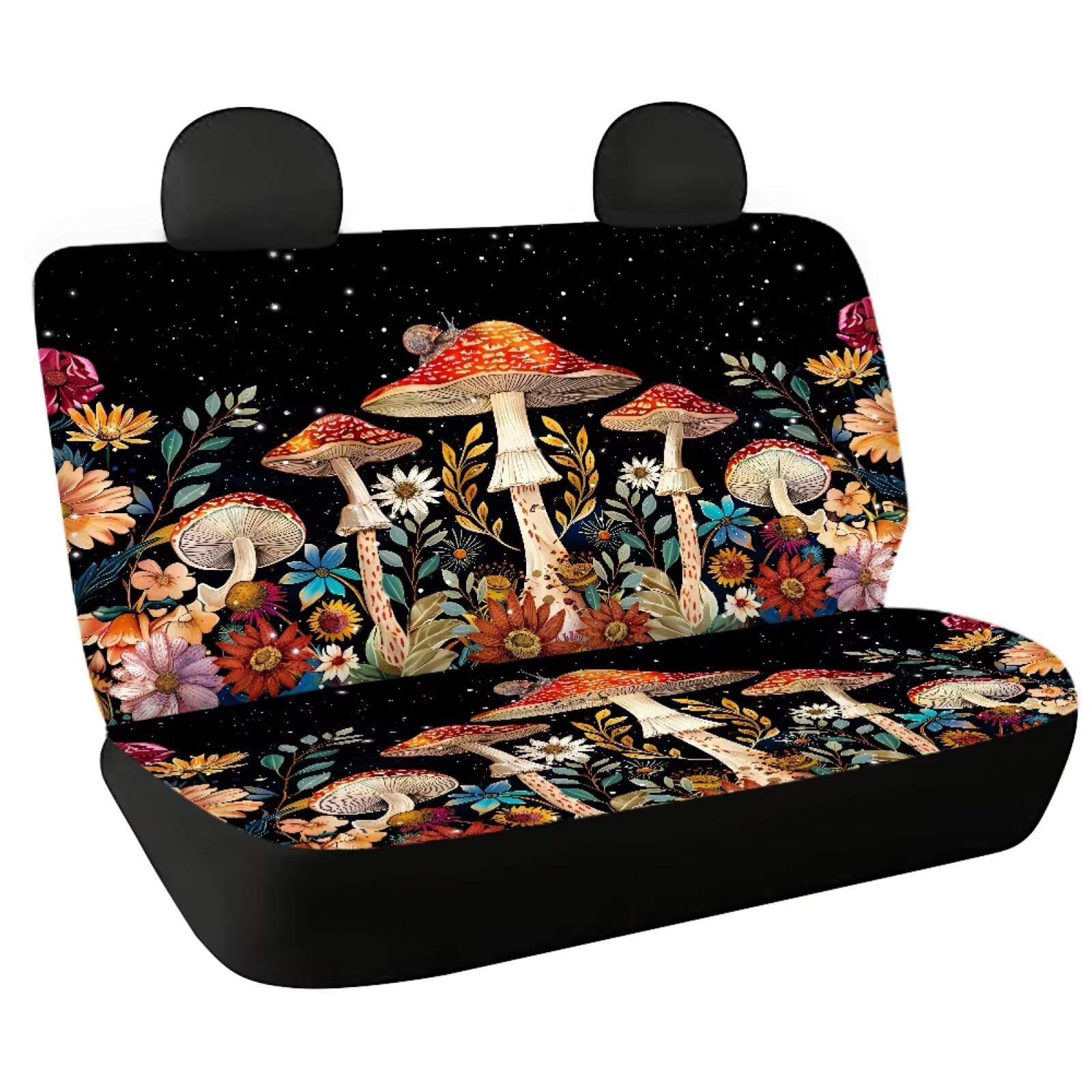 Fishidbird Auto-Rücksitzbezüge für Damen, Pilz-Boho-Blumenmuster, 2 Stück, Fahrzeug-Innenbank, Sitzschutz, universelle Passform, LKW, SUV, Van Fishidbird Auto-Rücksitzbezüge für Damen, Pilz-Boho-Blumenmuster, 2 Stück, Fahrzeug-Innenbank, Sitzschutz, universelle Passform, LKW, SUV, Van von Fishisbird