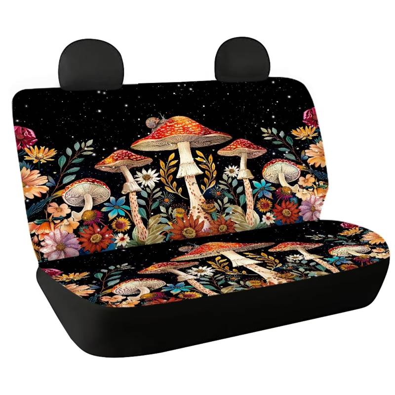 Fishidbird Auto-Rücksitzbezüge für Damen, Pilz-Boho-Blumenmuster, 2 Stück, Fahrzeug-Innenbank, Sitzschutz, universelle Passform, LKW, SUV, Van von Fishisbird