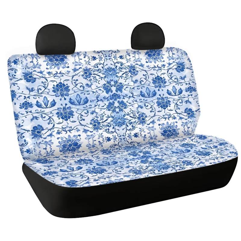 Fishidbird Auto-Rücksitzbezüge für Kinder, Hunde, weich, bequem, für Fahrzeuge, 2 Stück, Blau mit Blumenmuster von Fishisbird