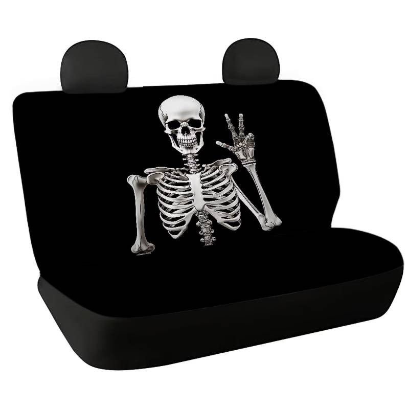 Fishidbird Auto-Rücksitzbezüge mit Totenkopf-Skelett-Motiv, für Herren und Damen, 2 Stück, universelle Autositzbezüge, Schutzkissen von Fishisbird