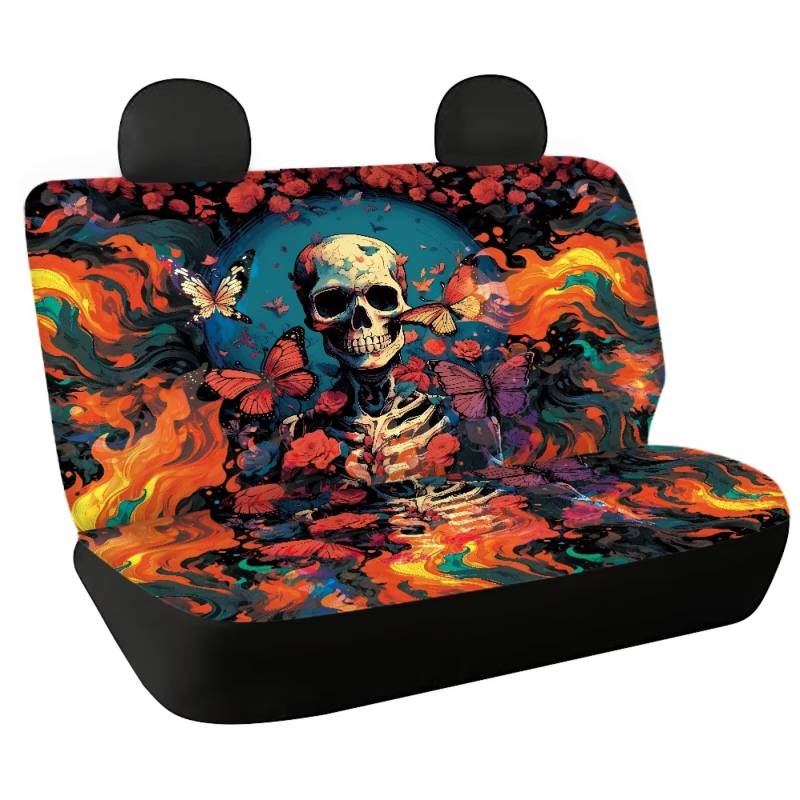 Fishidbird Auto-Sitzschoner mit Totenkopf-Motiv, universal, für Hunde, 2 Stück, für Damen und Herren von Fishisbird