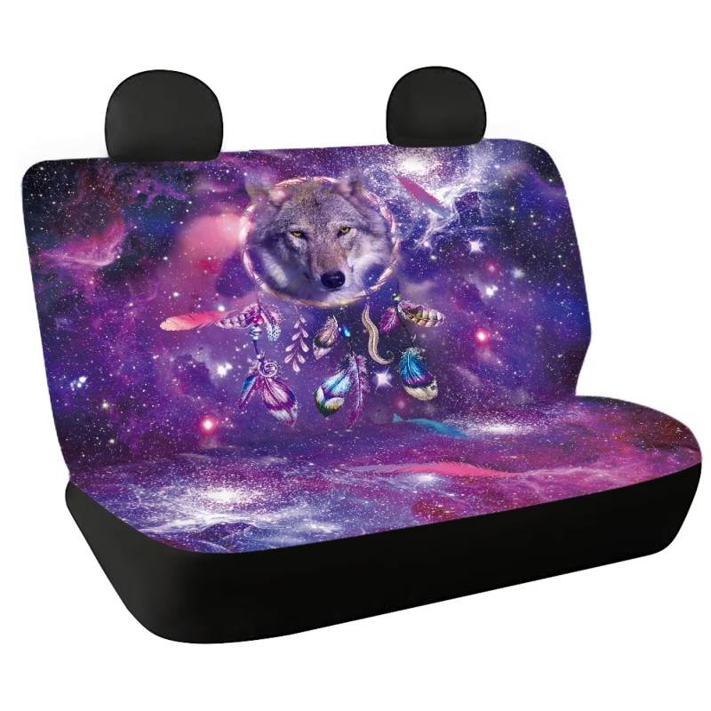 Fishidbird Autositzbezüge, Motiv: Galaxie, Wolf, universelle Passform, strapazierfähig, rutschfest, Violett, 2 Stück von Fishisbird