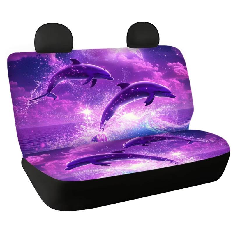 Fishidbird Autositzbezüge für Damen, Delfin-Druck, 2-teiliges Set, Hunde-Auto-Rücksitzschutz, kratzfest, Auto-Innendekoration von Fishisbird