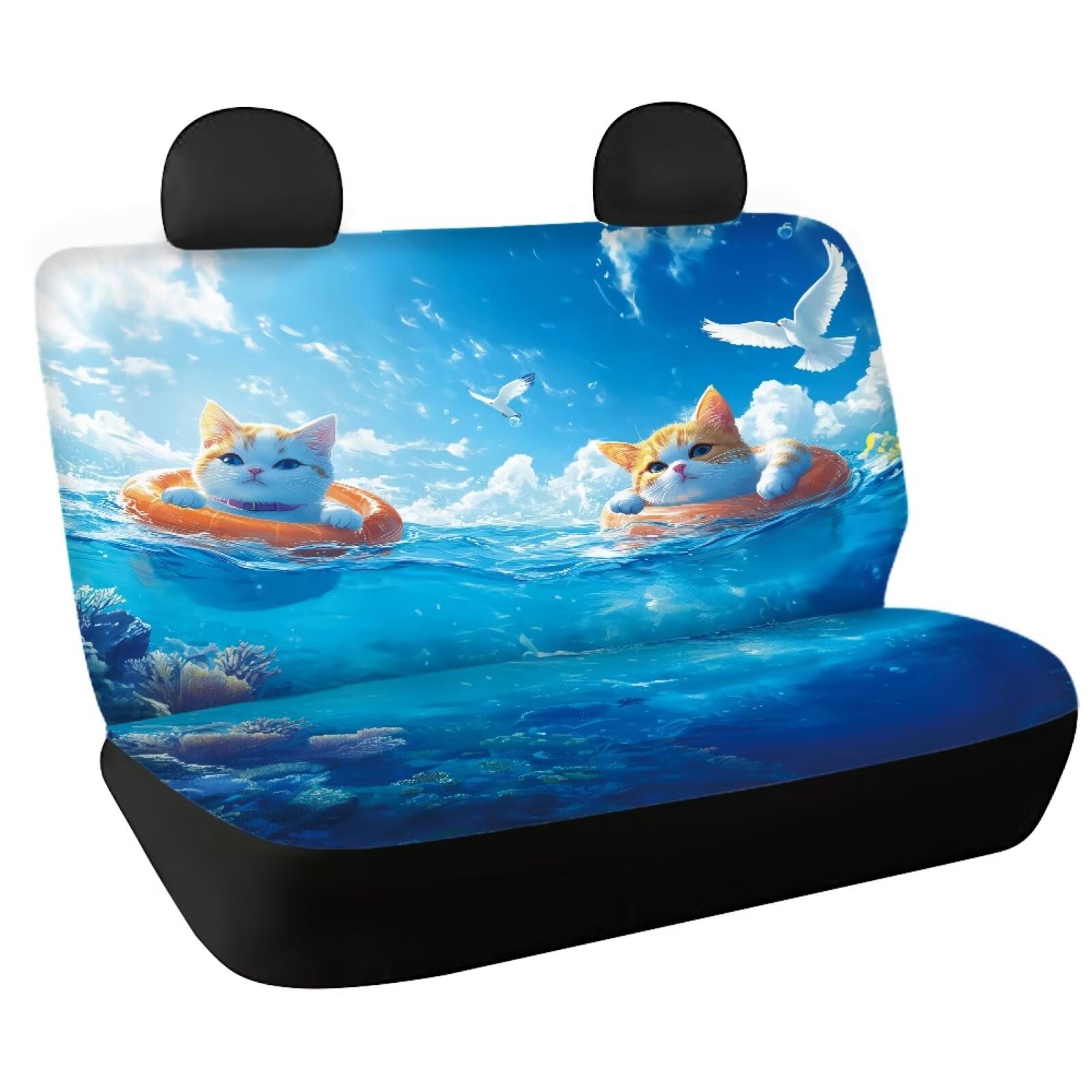 Fishidbird Autositzbezüge für den Rücksitz mit niedlichem Katzendruck, 2-teiliges Set, wasserdicht, rutschfest, Polyester, für SUV, Limousine, LKW Fishidbird Autositzbezüge für den Rücksitz mit niedlichem Katzendruck, 2-teiliges Set, wasserdicht, rutschfest, Polyester, für SUV, Limousine, LKW von Fishisbird