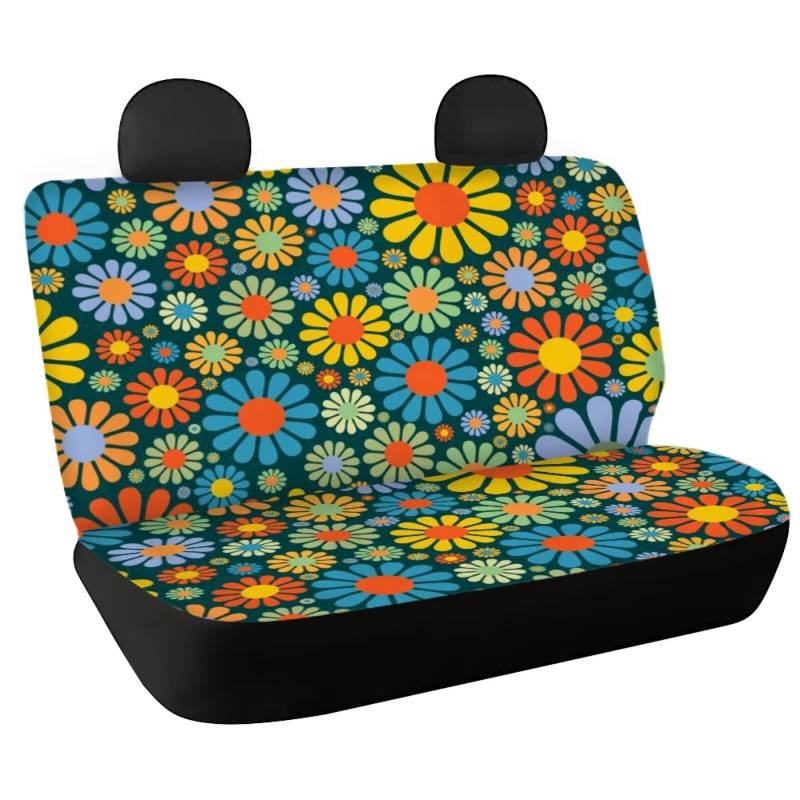 Fishidbird Autositzbezug für Hunde mit Hippie-Blumenmuster, schmutzabweisend, für Damen und Herren, 2 Stück, universelle Passform, Autositzbezüge für Hunde von Fishisbird
