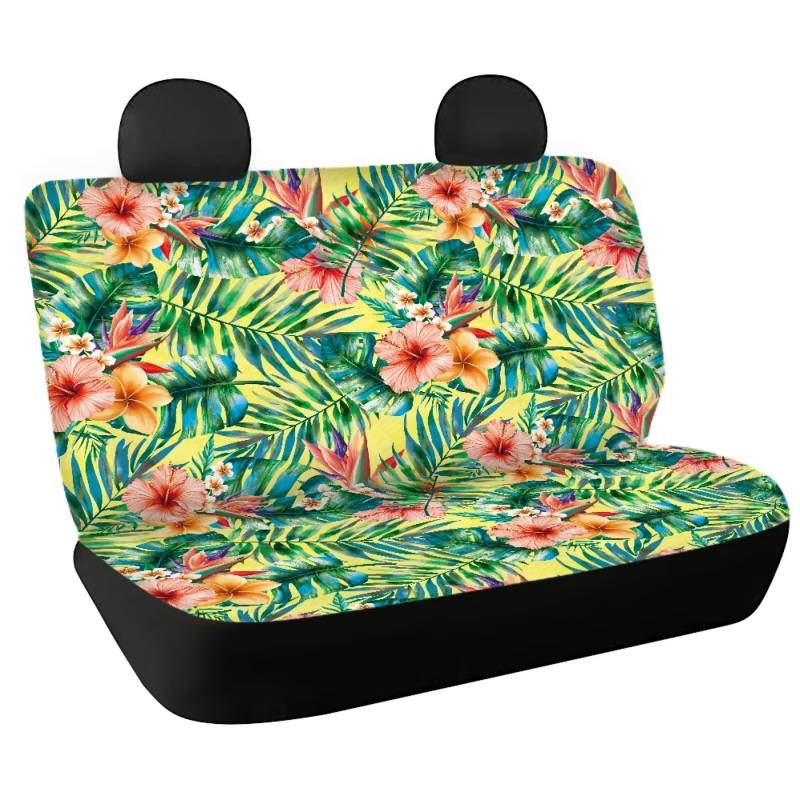 Fishidbird Sitzbezüge mit Kiefernnadelblatt, Hibiskusmuster, 2 Stück, Auto-Sitzbezüge, Satteldecke, Auto-Innendekoration, Zubehör, tragbare Bezüge von Fishisbird