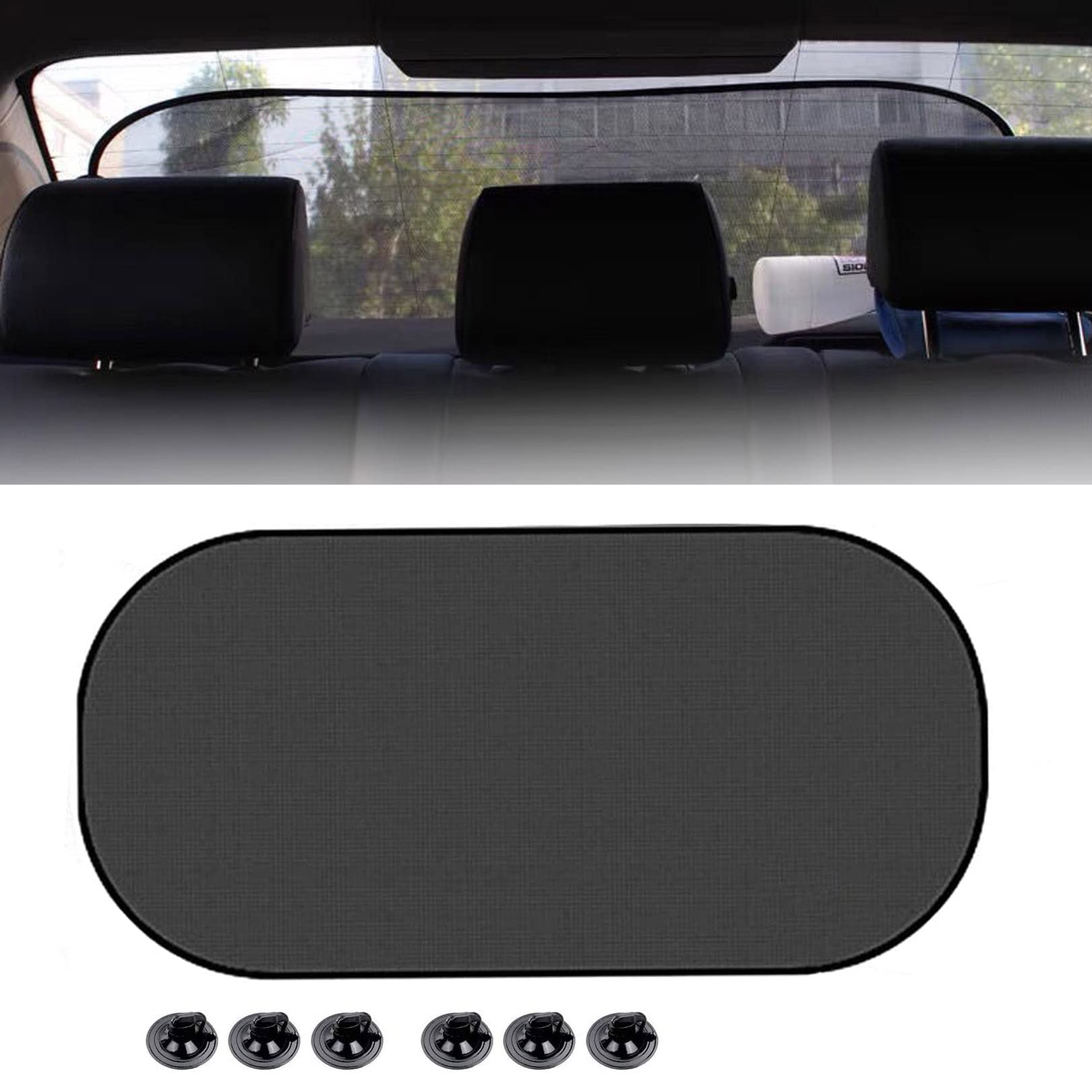Auto-Sonnenblende mit extra 4 Saugnäpfen, UV-Schutz, Faltbare Auto-Heckscheiben-Sonnenblende, universelle Mesh-Heckscheibenblende Auto-Sonnenblende mit extra 4 Saugnäpfen, UV-Schutz, Faltbare Auto-Heckscheiben-Sonnenblende, universelle Mesh-Heckscheibenblende von Fitepro