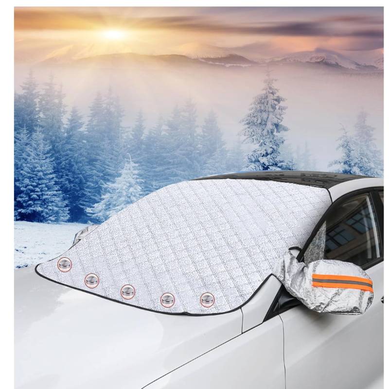 Frontscheibenabdeckung Auto Scheibenabdeckung Magnet Faltbare Frostabdeckung mit 5 Starken Magneten, UV-Schutz, Schutz gegen Schnee, EIS, Staubschutz, Winter & Sommer,160x110 cm von Fitepro