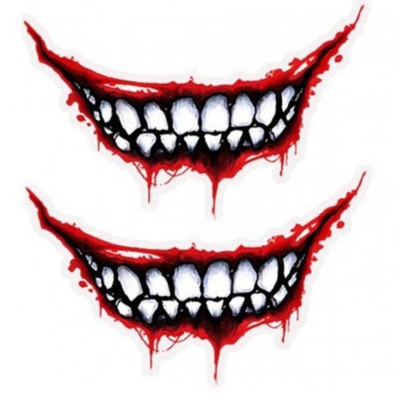 Fituenly Motorradhelm Aufkleber 2pcs Devil's Teeth Car Styling Decals DIY Selbstkleber Aufkleber Für Die Motorraddekoration von Fituenly