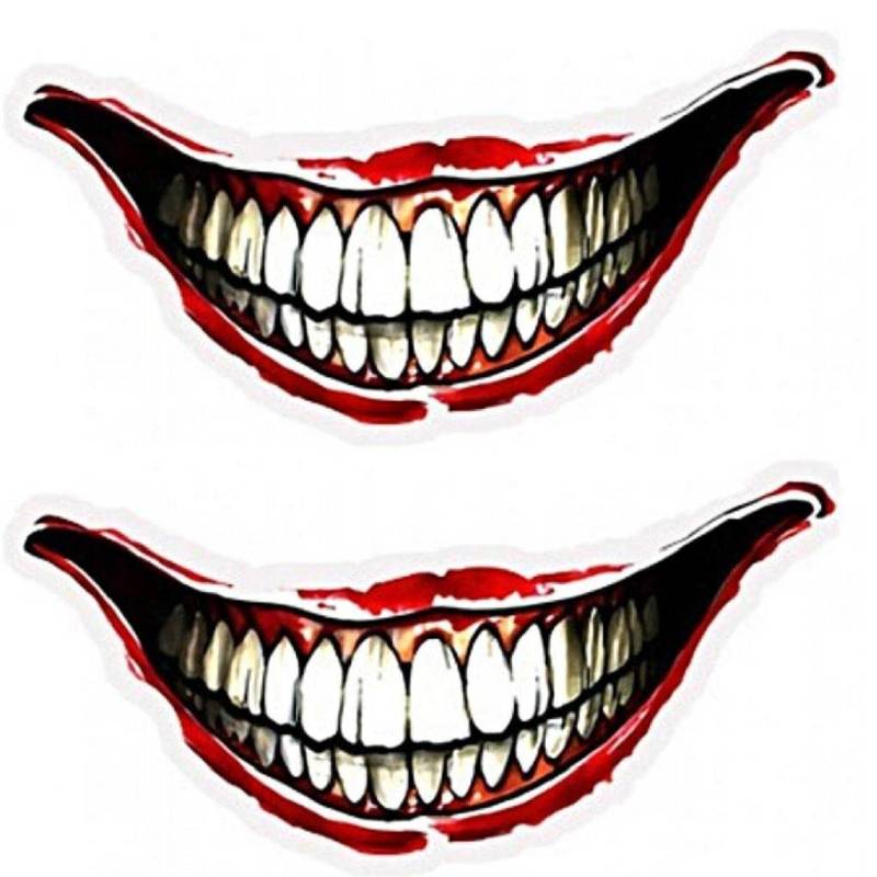 Fituenly Motorradhelm Aufkleber 2pcs Devil's Teeth Car Styling Decals DIY Selbstkleber Aufkleber Für Die Motorraddekoration von Fituenly