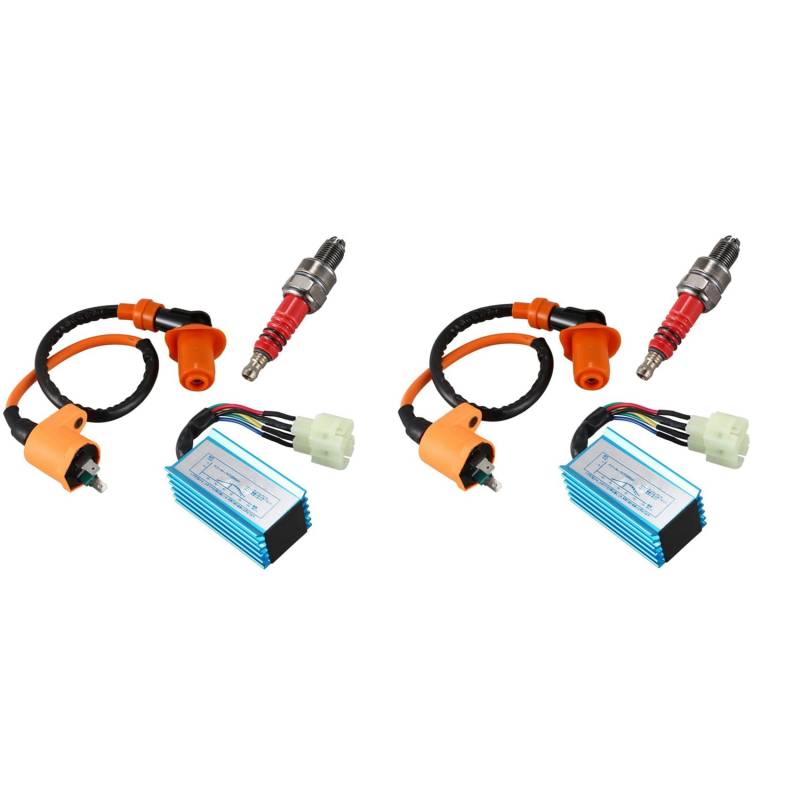 Fivetwofive 2X Rennen Zuendspule + Zuendkerze + CDI-Box Fuer GY6 50Cc-150Cc 4-Takt Motoren ATV von Fivetwofive