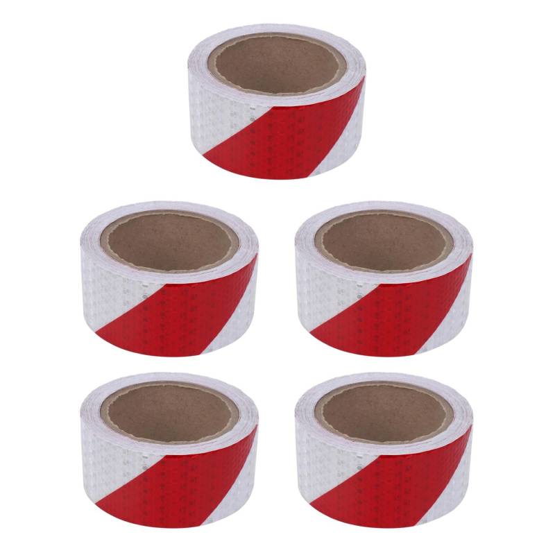 Fivetwofive 5Stück 10M X 5Cm Sicherheitswarnband Reflexband Selbstklebeband Reflexstreifen Verkehrsreflektierende Aufkleber Farbe: Rot + von Fivetwofive
