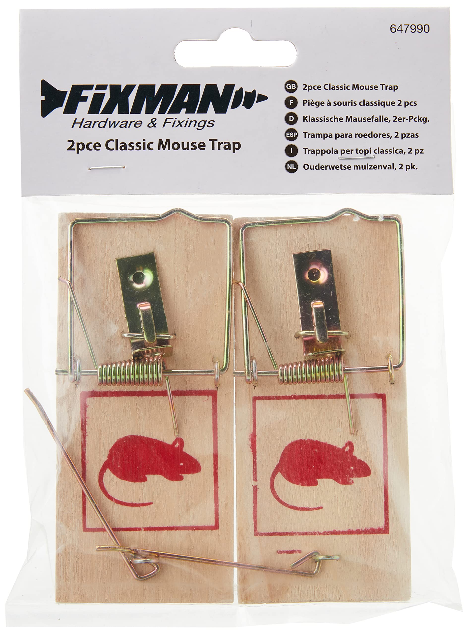 FIXMAN 647990 Klassische Mausefallen, 2er-Pckg. 2er-Pckg. von Fixman