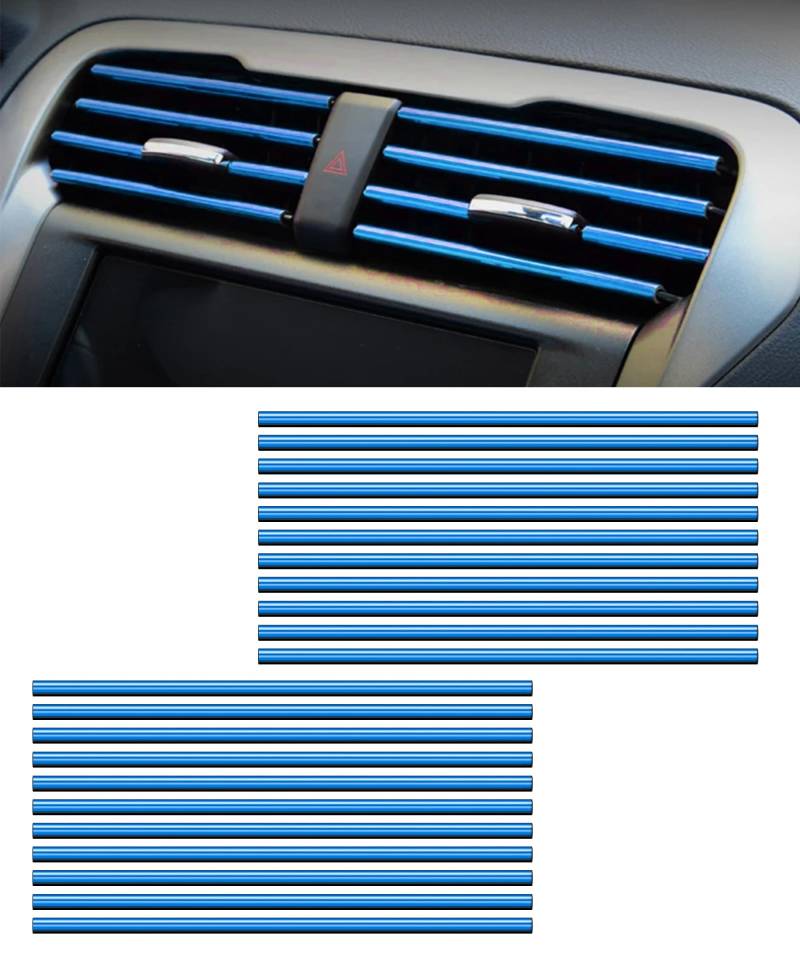 Flaconi 20 Stück Auto Lüftungsschlitz Dekoration, Zubehör Deko, Tuning Innenraum, Styling Zierleisten DIY Lüftungsgitter Innenausstattung Streifen, für die Meisten Lüftungsschlitze (Blau) von Flaconi