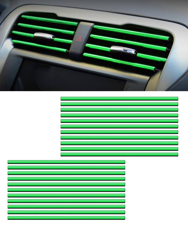 Flaconi 20 Stück Auto-Lüftungsschlitz Dekoration, Zubehör, Tuning Innenraum, Styling Zierleisten DIY Lüftungsgitter Innenausstattung Streifen für die Meisten Lüftungsschlitze (Grün) von Flaconi