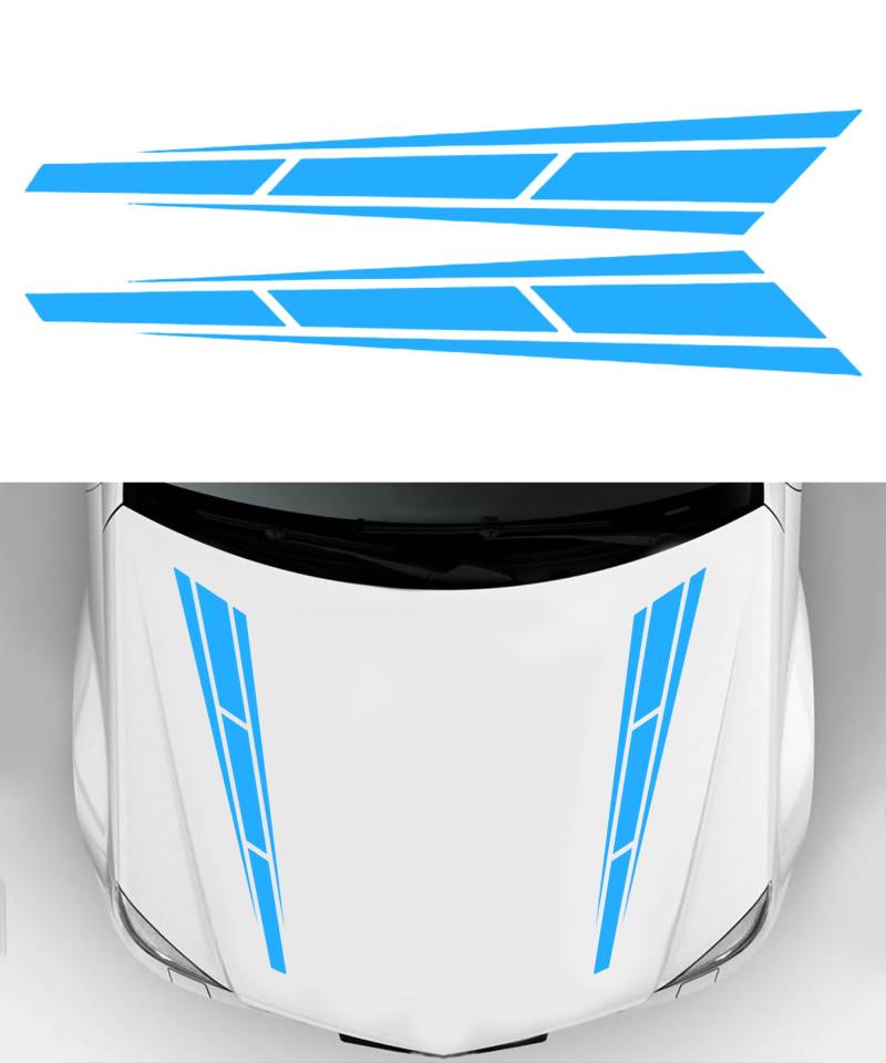 Flaconi 2PCS Auto Haube Streifen Aufkleber,Motorhauben Aufkleber,Autoaufkleber Motorhaube,Auto Vinyl Aufkleber,Auto Haube Streifen Aufkleber,Geeignet für Autos SUV LKW Geländewagen (Blau) von Flaconi