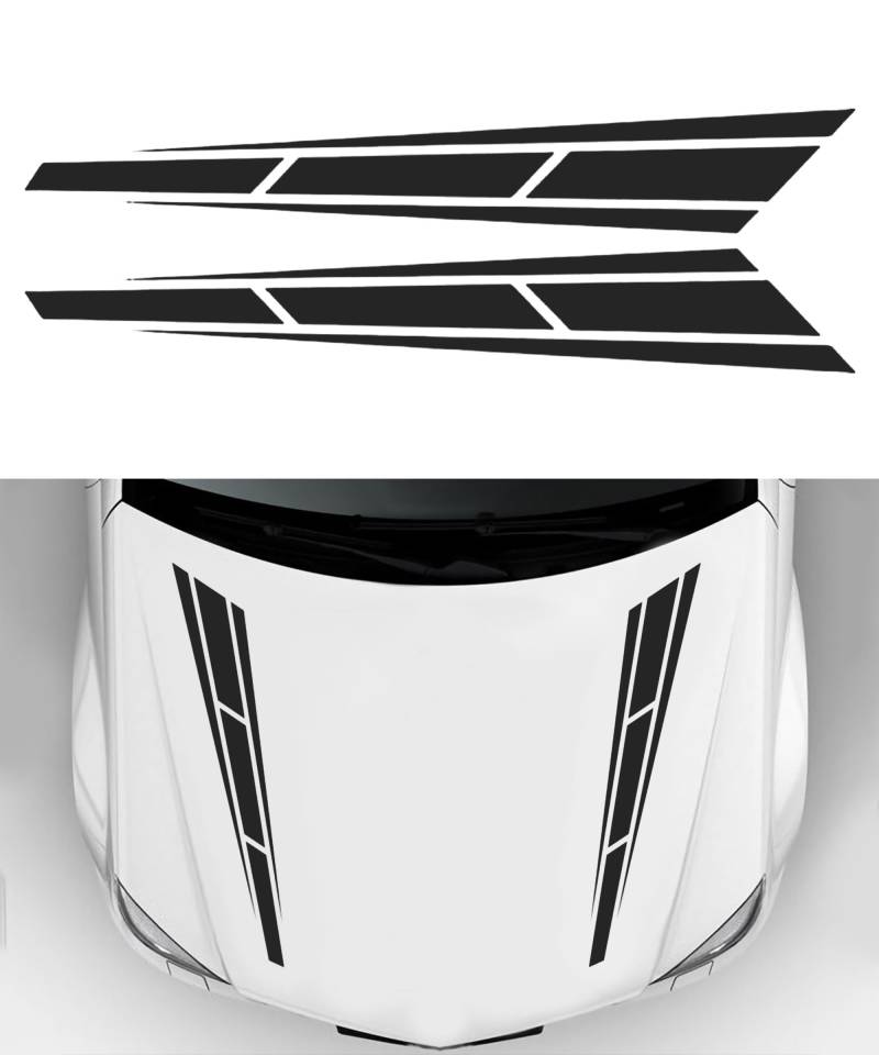 Flaconi 2PCS Auto Haube Streifen Aufkleber,Motorhauben Aufkleber,Autoaufkleber Motorhaube,Auto Vinyl Aufkleber,Auto Haube Streifen Aufkleber,Geeignet für Autos SUV LKW Geländewagen (Schwarz) von Flaconi