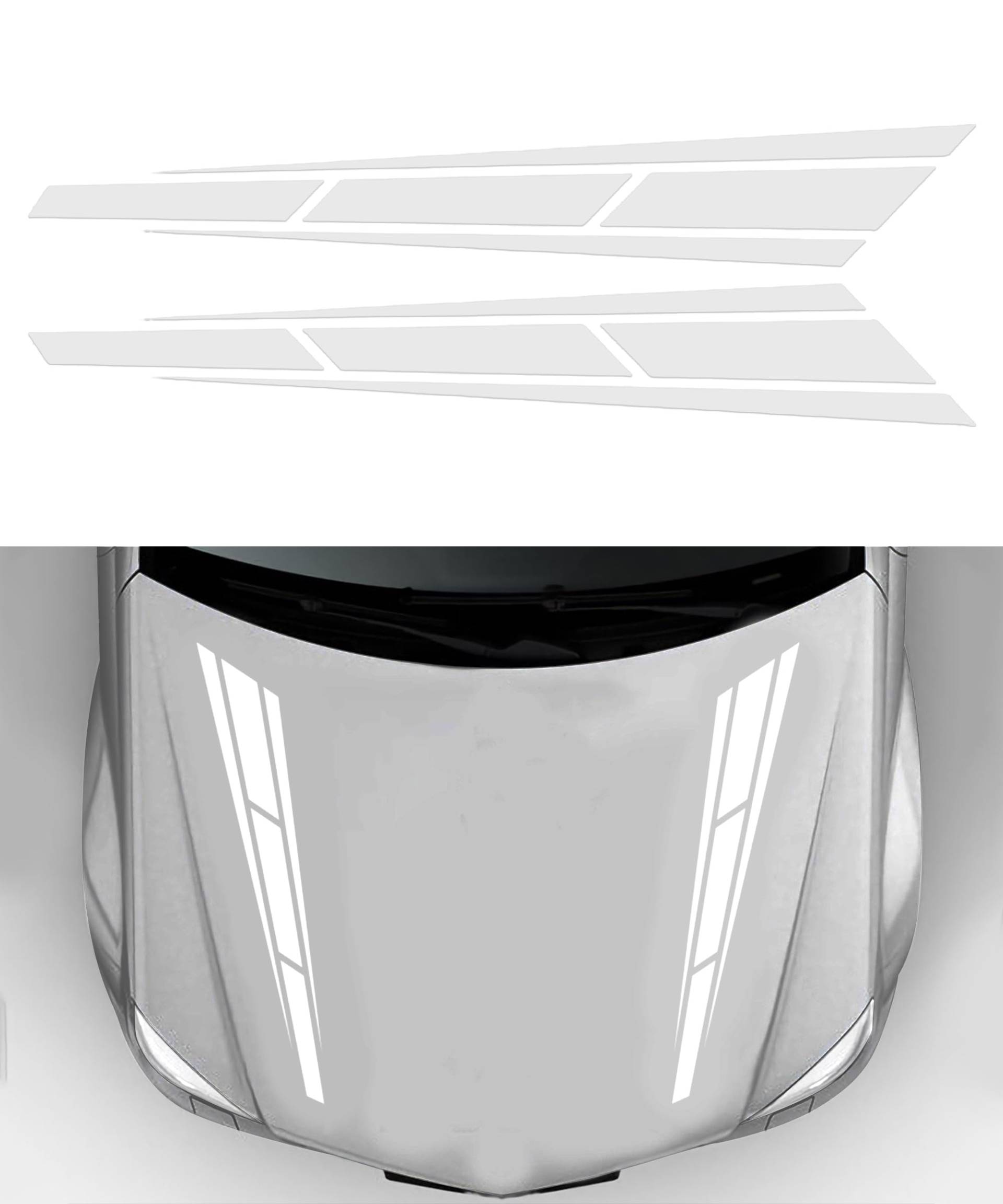 Flaconi 2PCS Auto Haube Streifen Aufkleber,Motorhauben Aufkleber,Autoaufkleber Motorhaube,Auto Vinyl Aufkleber,Auto Haube Streifen Aufkleber,Geeignet für Autos SUV LKW Geländewagen (Weiß) von Flaconi