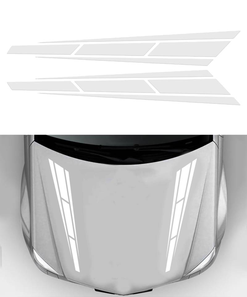 Flaconi 2PCS Auto Haube Streifen Aufkleber,Motorhauben Aufkleber,Autoaufkleber Motorhaube,Auto Vinyl Aufkleber,Auto Haube Streifen Aufkleber,Geeignet für Autos SUV LKW Geländewagen (Weiß) von Flaconi