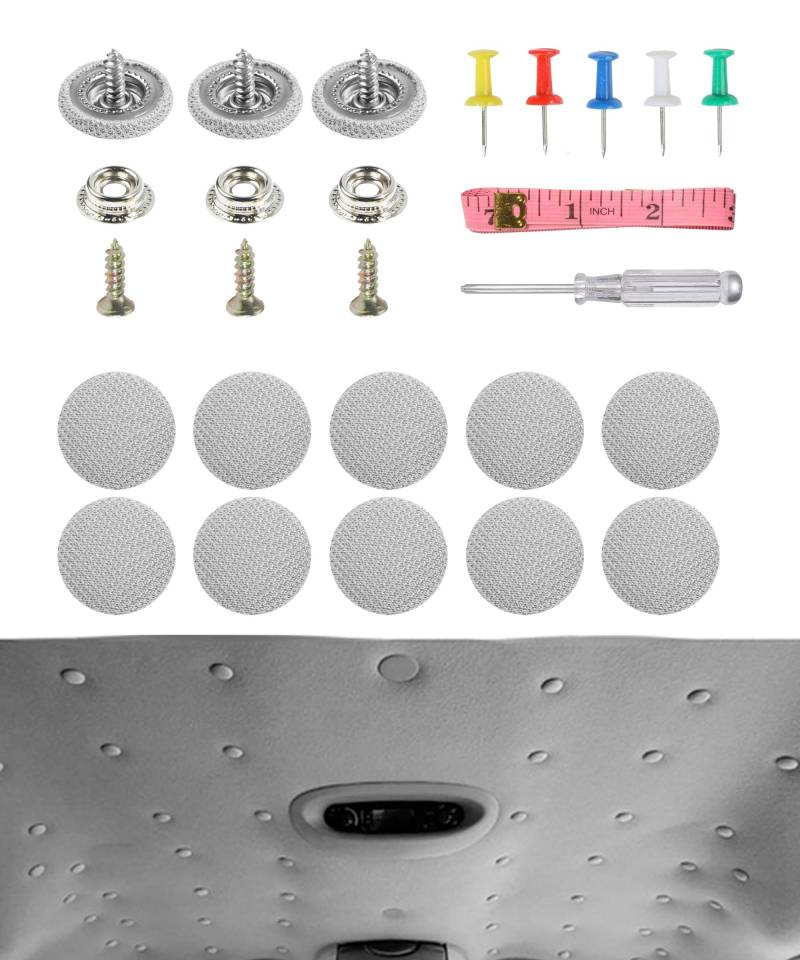 Flaconi 65 Stück Auto Dachhimmel Reparatur Set,Autohimmel Reparatur Set,Dachhimmel Reparatur Set,Auto Himmel Reparieren,Auto Himmel Reparaturset,Ersatz Dachhimmel Reparaturknopf (Grau) von Flaconi