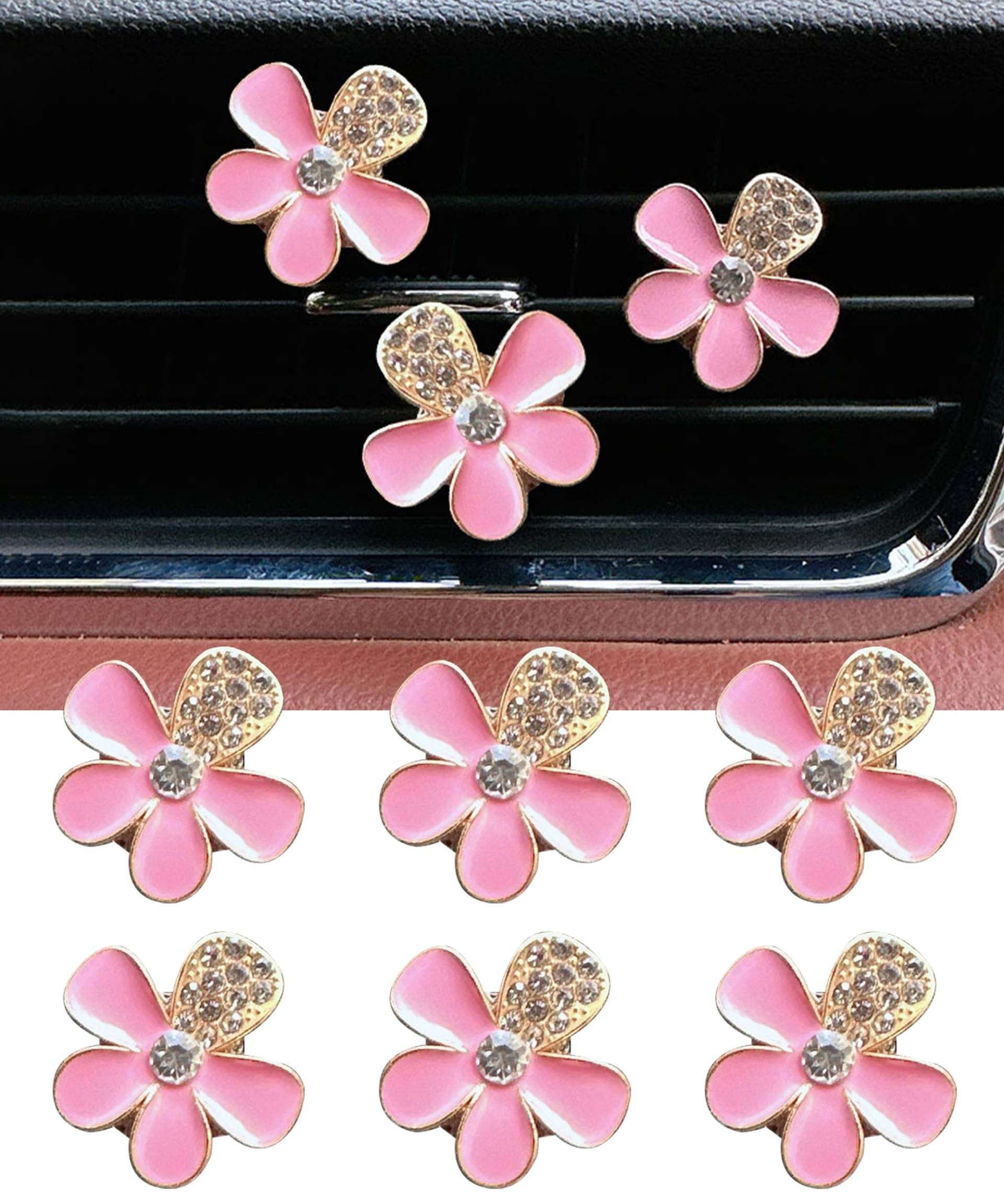 Flaconi 6PCS Auto Zubehör Innenraum,Blumen Klimaanlage Clip,Auto-Lufterfrischer-Entlüftungsclips,Auto Innenraum Deko,Auto Zubehör Innenraum Frauen,Geeignet für Mädchen Frauen (Rosa, 6 Pcs) von Flaconi