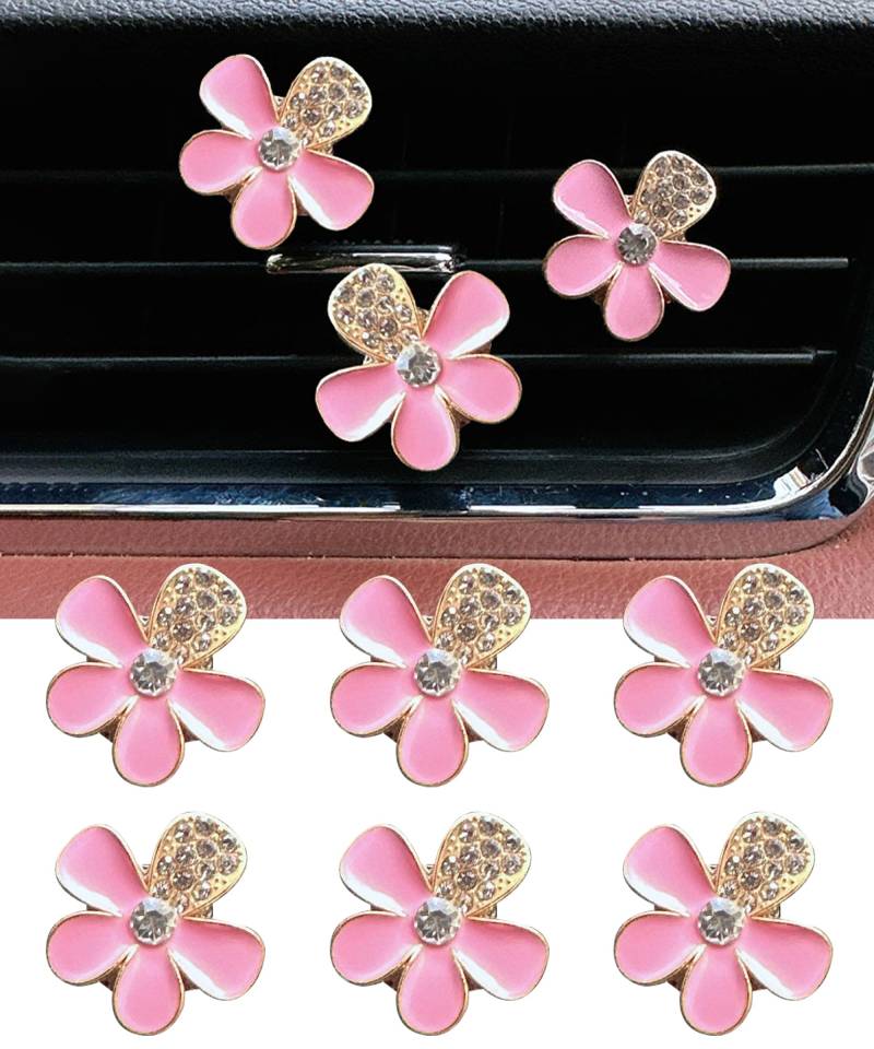 Flaconi 6PCS Auto Zubehör Innenraum,Blumen Klimaanlage Clip,Auto-Lufterfrischer-Entlüftungsclips,Auto Innenraum Deko,Auto Zubehör Innenraum Frauen,Geeignet für Mädchen Frauen (Rosa, 6 Pcs) von Flaconi