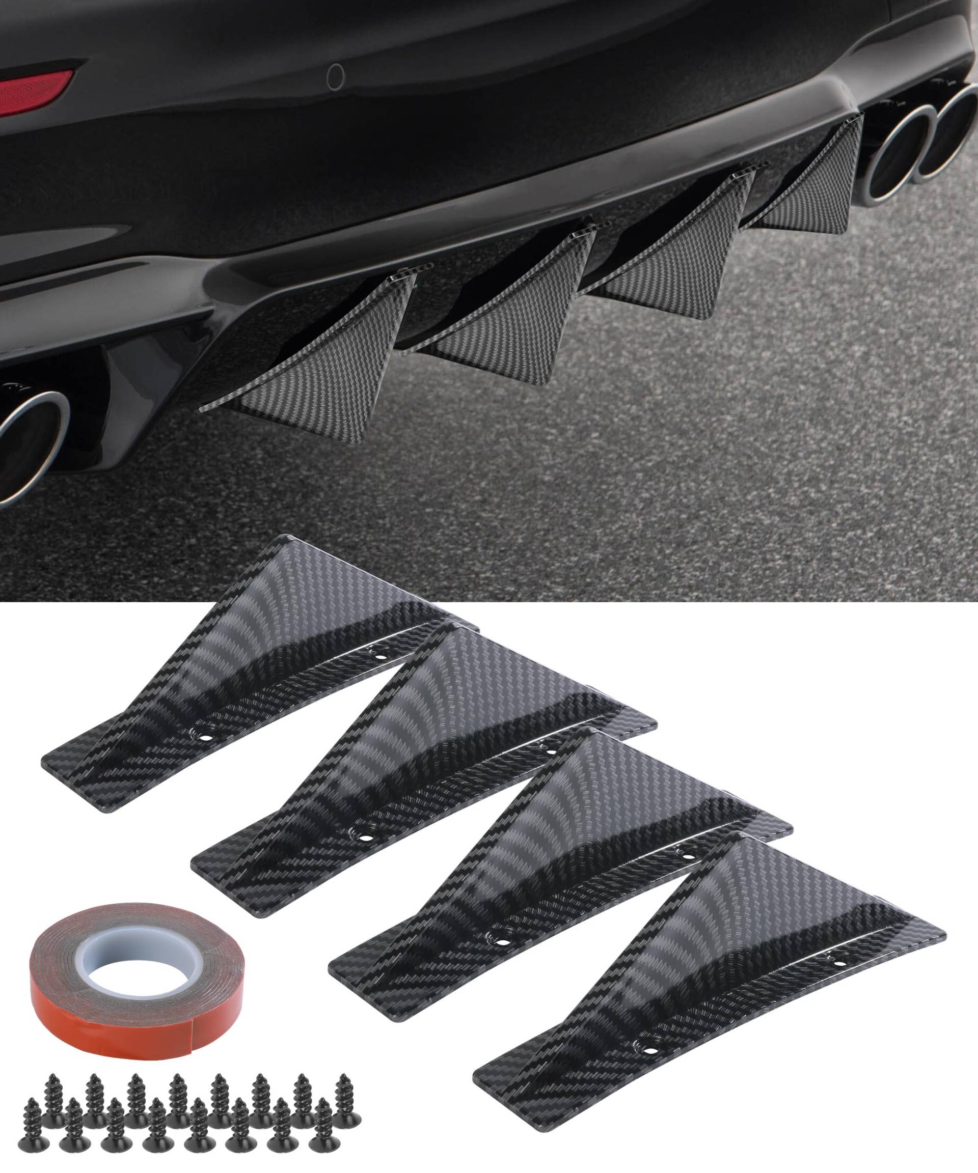 Flaconi Auto Heckspoiler,Auto Shark Heckdiffusorflossen,Auto Heckstoßstange Spoiler Diffusor,Haifischflosse Heckspoiler Heck Diffusor,Spoiler Flossenschutzdekoration (Kohlefaser) von Flaconi