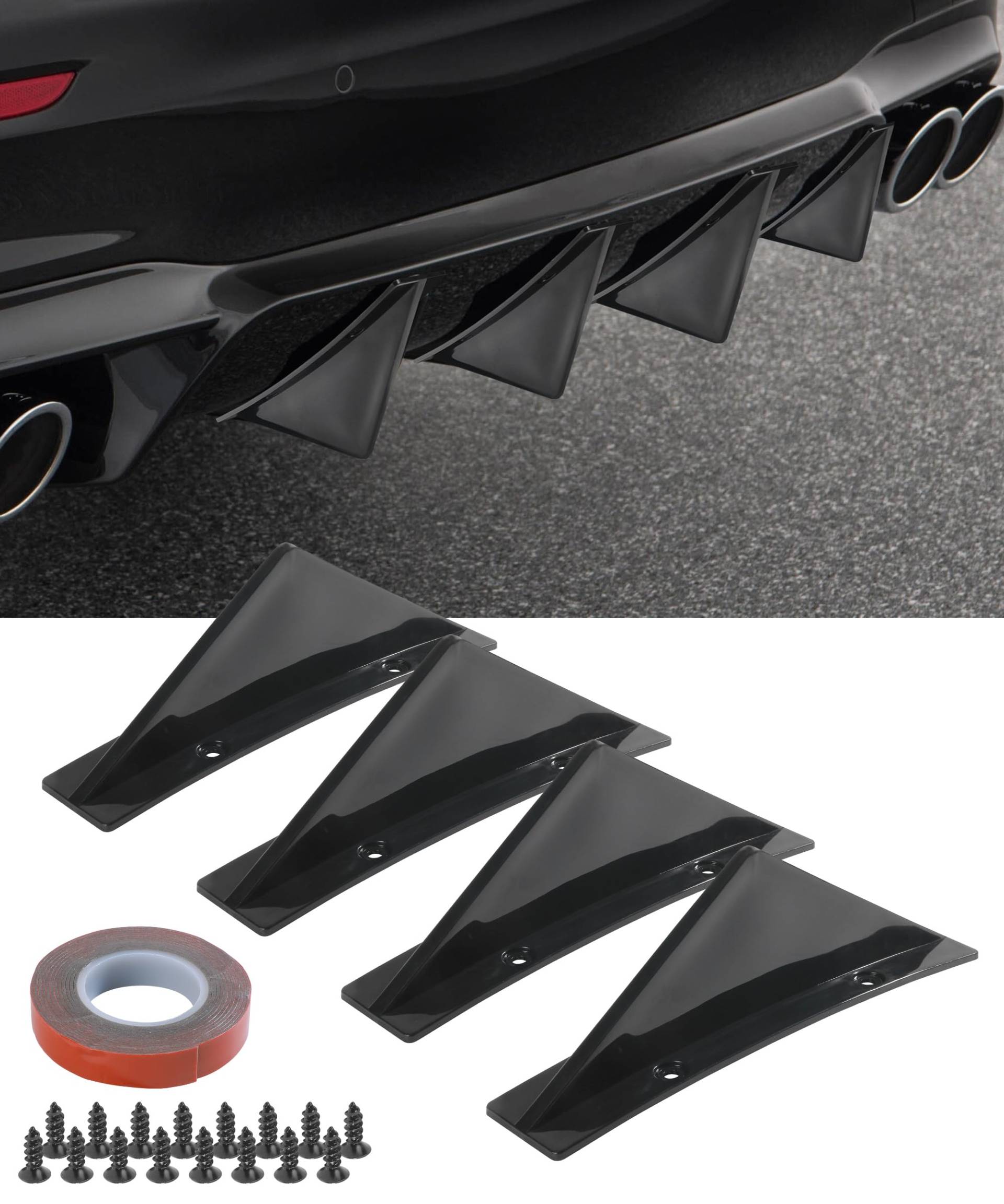 Flaconi Auto Heckspoiler,Auto Shark Heckdiffusorflossen,Auto Heckstoßstange Spoiler Diffusor,Haifischflosse Heckspoiler Heck Diffusor,Spoiler Flossenschutzdekoration (Schwarz) von Flaconi