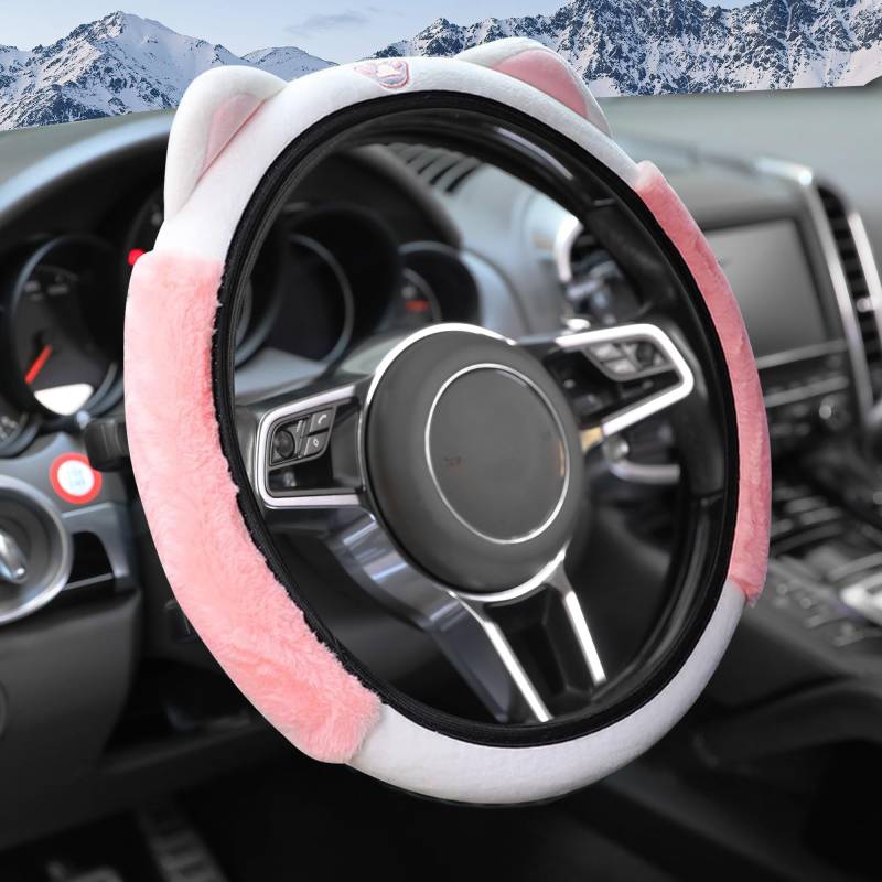 Flaconi Auto Lenkradbezug Plüsch,Lenkradbezug Winter,Lenkradbezug Plüsch, Lenkradbezug,Auto Lenkradbezug,Auto-Plüsch-Lenkradabdeckung,Geeignet für Autos,Lastwagen,Lieferwagen,SUVs (Rosa) von Flaconi