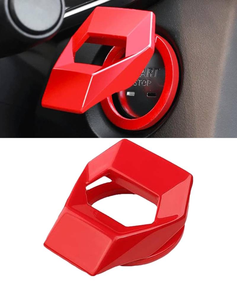 Flaconi Auto Startknopf Abdeckung, Drucktaste, Rot, Manuell, Aluminiumlegierung von Flaconi