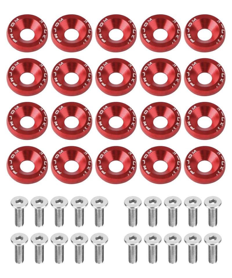 Flaconi Auto eloxierte schrauben,Auto Stoßstange Unterlegscheibe Schrauben Kit,Auto M6 Eloxierte Aluminium Unterlegscheiben und Stahl Schrauben,für Kotflügel,Stoßstangen,Scheinwerfer,Kofferraum von Flaconi