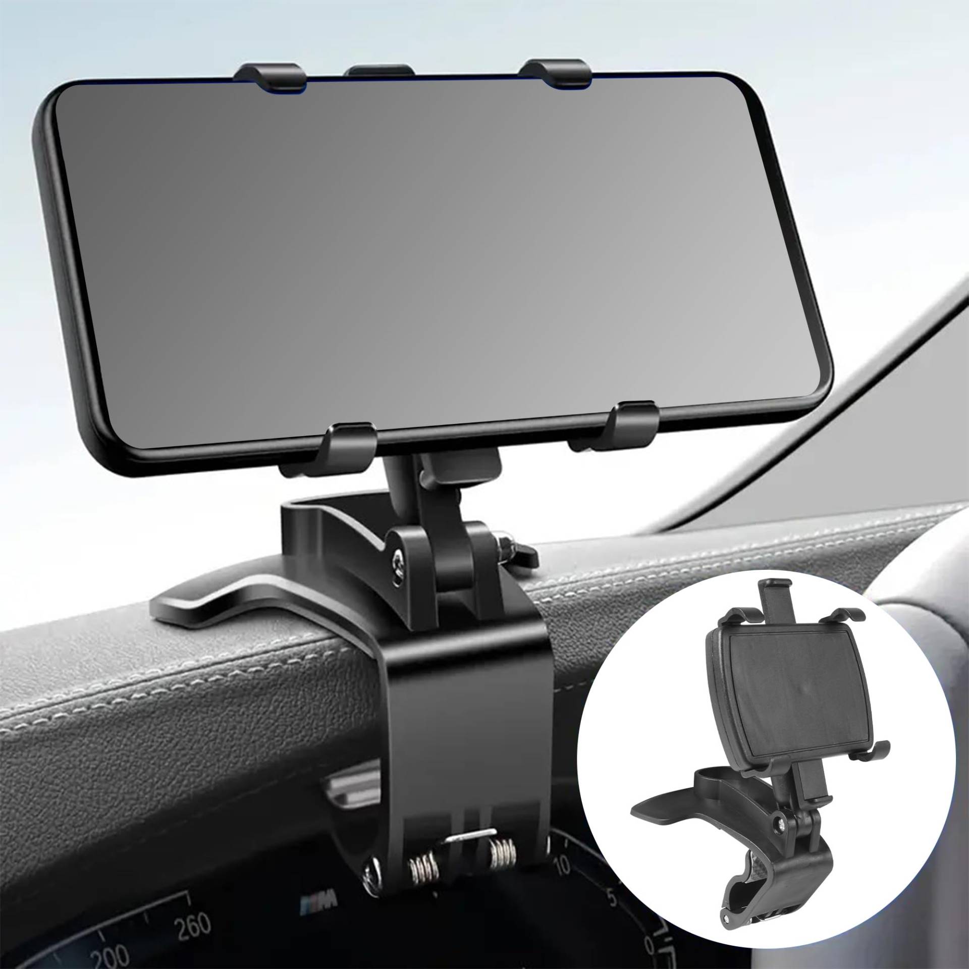 Flaconi Autotelefonhalter, Telefonhalter für Autos, Autozubehör, Armaturenbrett-Telefonhalter, 1400° drehbare Auto-Armaturenbrett-Handyhalterung, Auto-Clip-Halterung für Smartphones von 3 bis 7 Zoll Flaconi Autotelefonhalter, Telefonhalter für Autos, Autozubehör, Armaturenbrett-Telefonhalter, 1400° drehbare Auto-Armaturenbrett-Handyhalterung, Auto-Clip-Halterung für Smartphones von 3 bis 7 Zoll von Flaconi