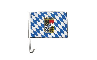 Flaggenfritze Autofahne Autoflagge Deutschland Bayern mit Wappen - 30 x 40 cm von Flaggenfritze