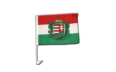 Flaggenfritze Autofahne Autoflagge Ungarn mit Wappen - 30 x 40 cm von Flaggenfritze