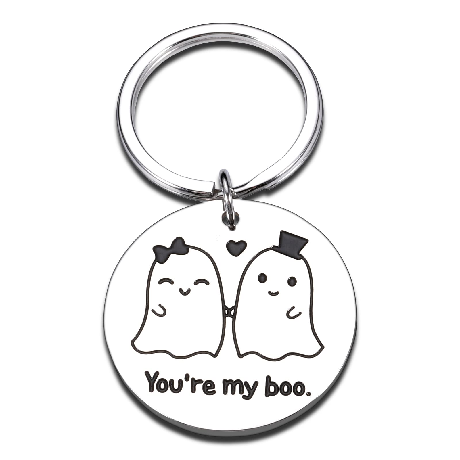 Geschenke für Freund, Valentinstagsgeschenke für ihn, Ehemann von Freundin, Ehefrau, niedlicher Halloween-Boo-Schlüsselanhänger, Geschenke für Paare, Frauen, Hochzeit, Boo Geschenke, silber von Fleure Esme